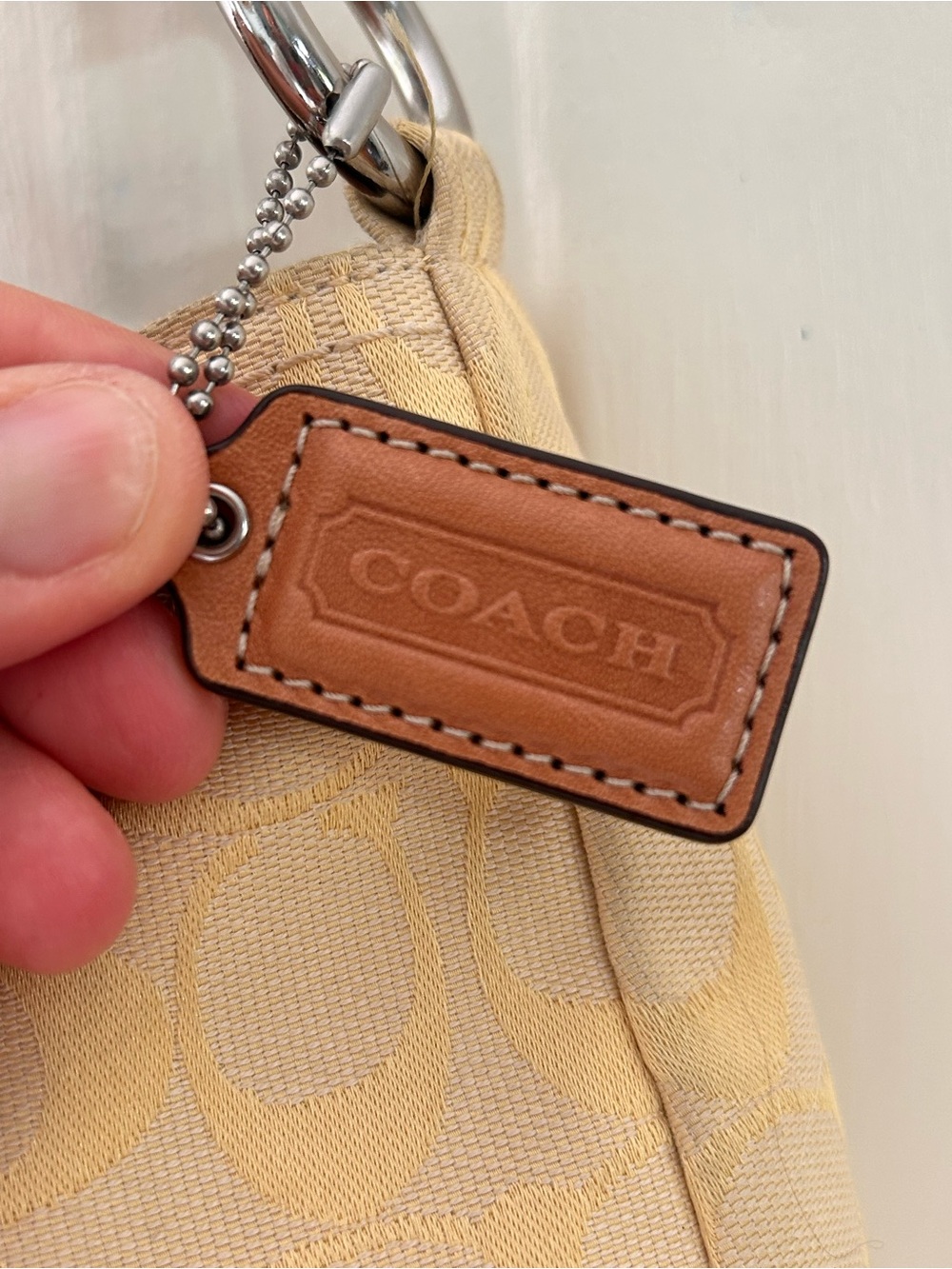 Coach Yellow Jacquard Shoulder Bag with Tan Leather Trim & wallet - Picture 11 of 14